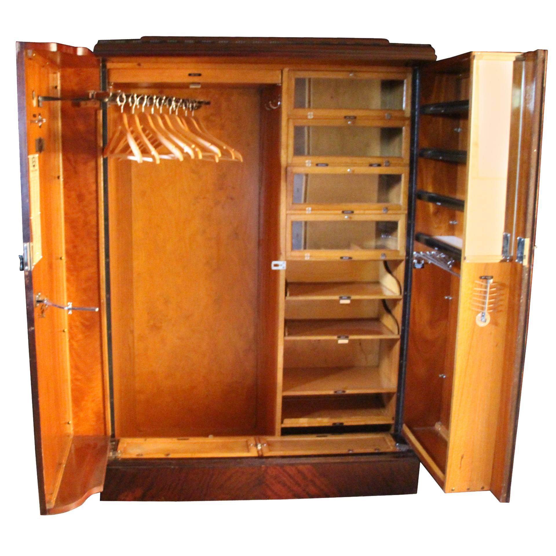 1930s Mahogany All Fitted Closet, Compactom Steamer Trunk