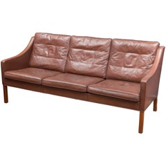 Børge Mogensen Cognac Leather Sofa, Model 2209