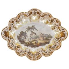 Derby Scalloped Dish with Pastoral Scene and Gilt Decoration 11