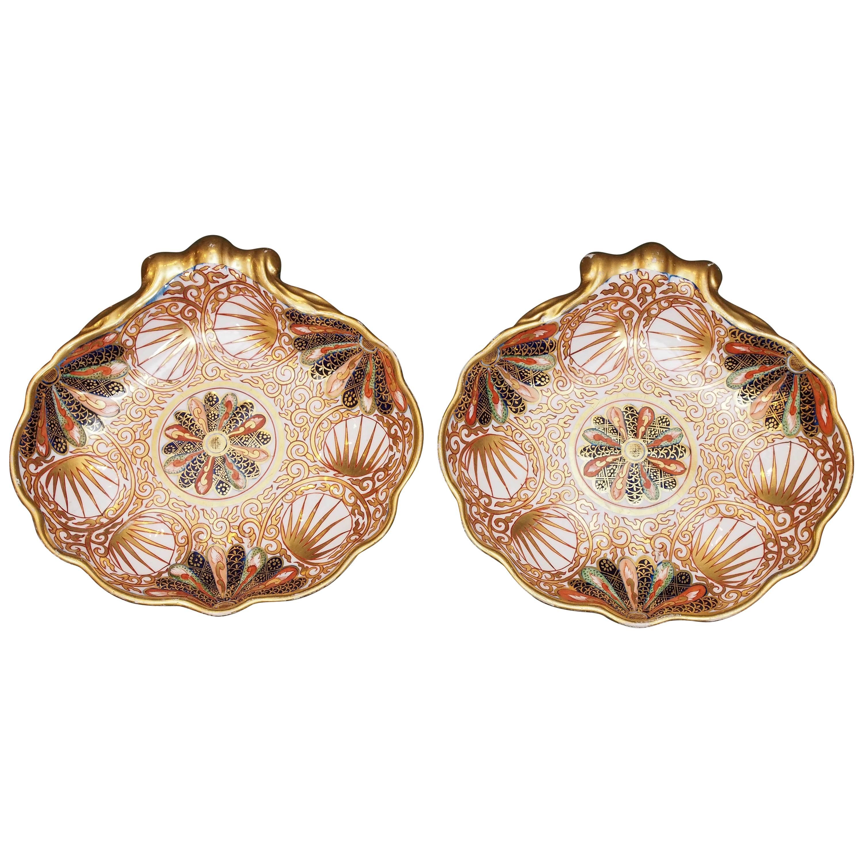 Pair of 19th Century Spode Shell Form Sweetmeat Dishes