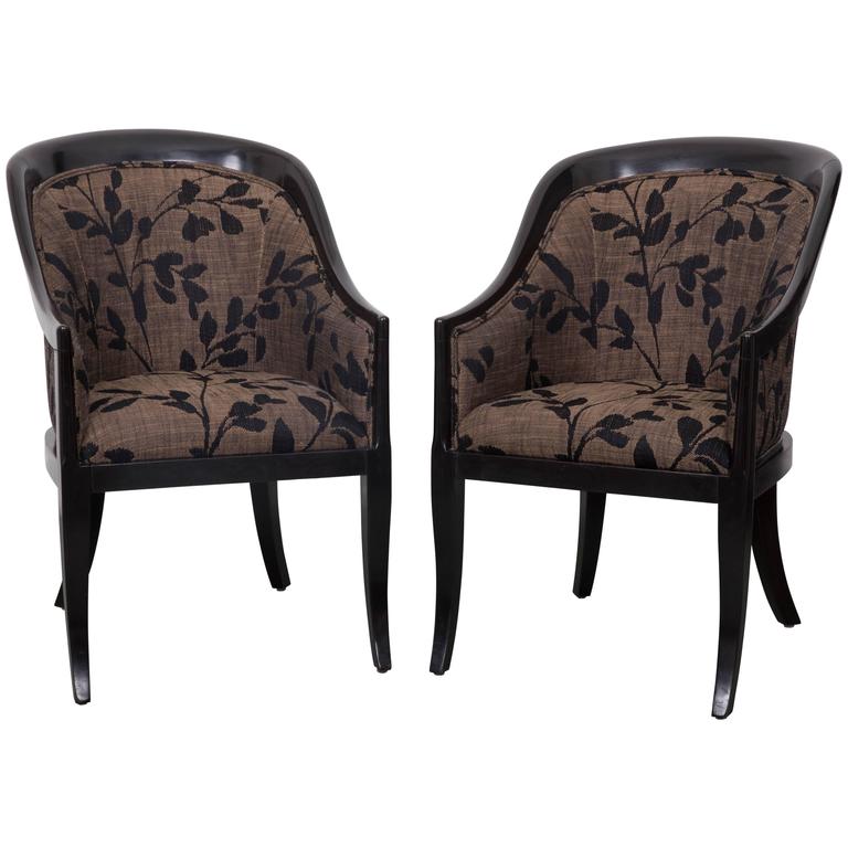 Pair of Decorative Tub Chairs Great Curved Back Supports For Sale at