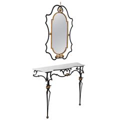 Italian Marble-Top Console Table and Mirror by Palladio