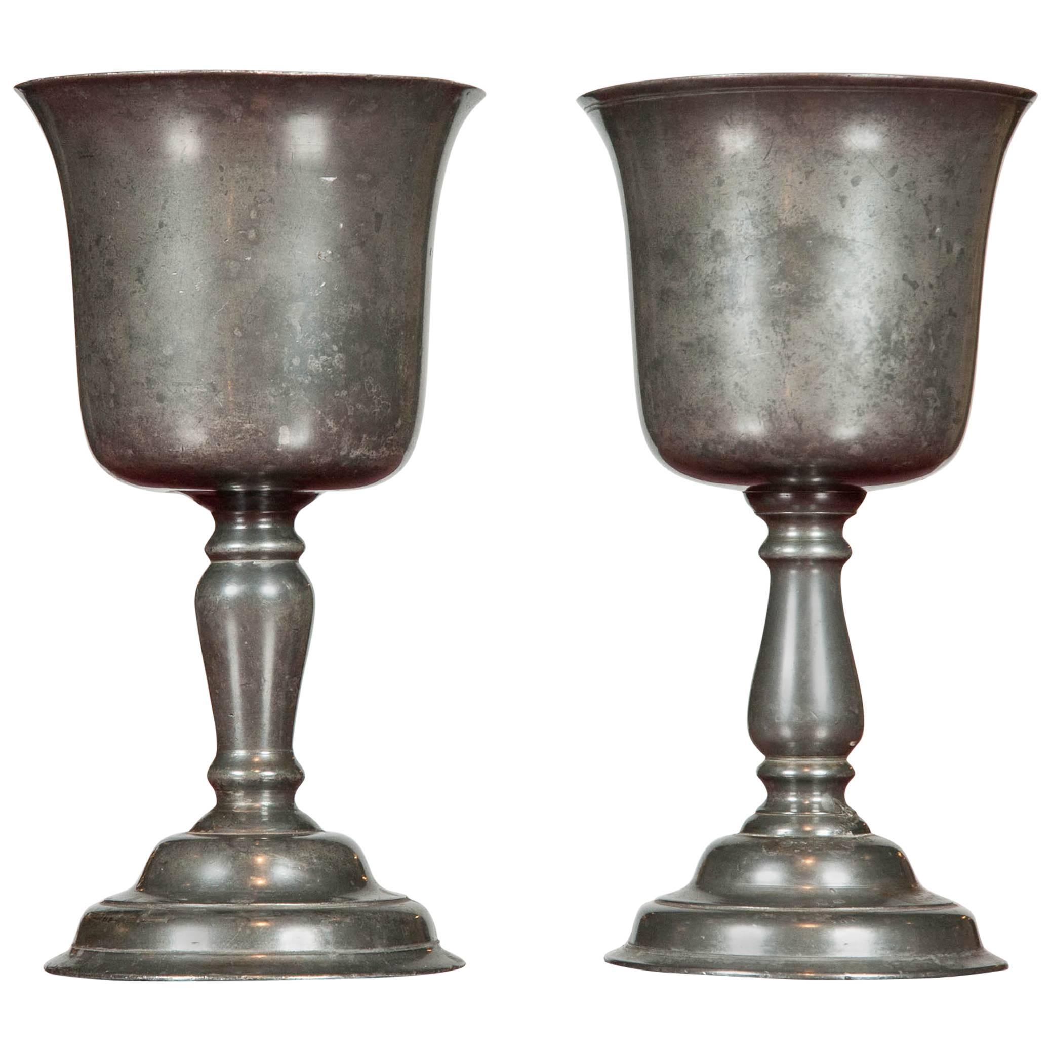 Pair of 18th Century Pewter Cups For Sale