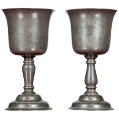 Antique Pair of 18th Century Pewter Cups