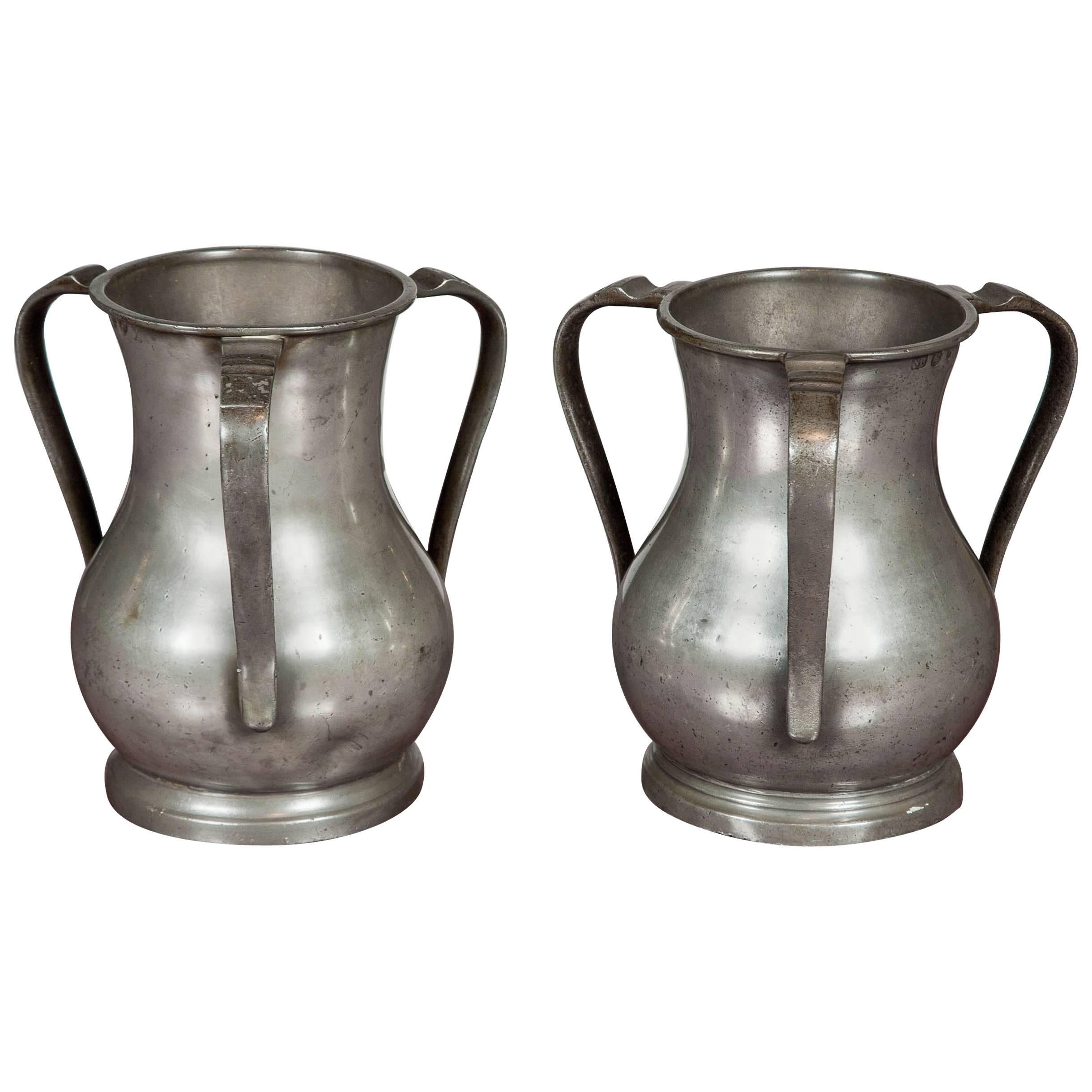 Pair of 18th Century Passing Cups, Silver pitchers, circa 1775 For Sale