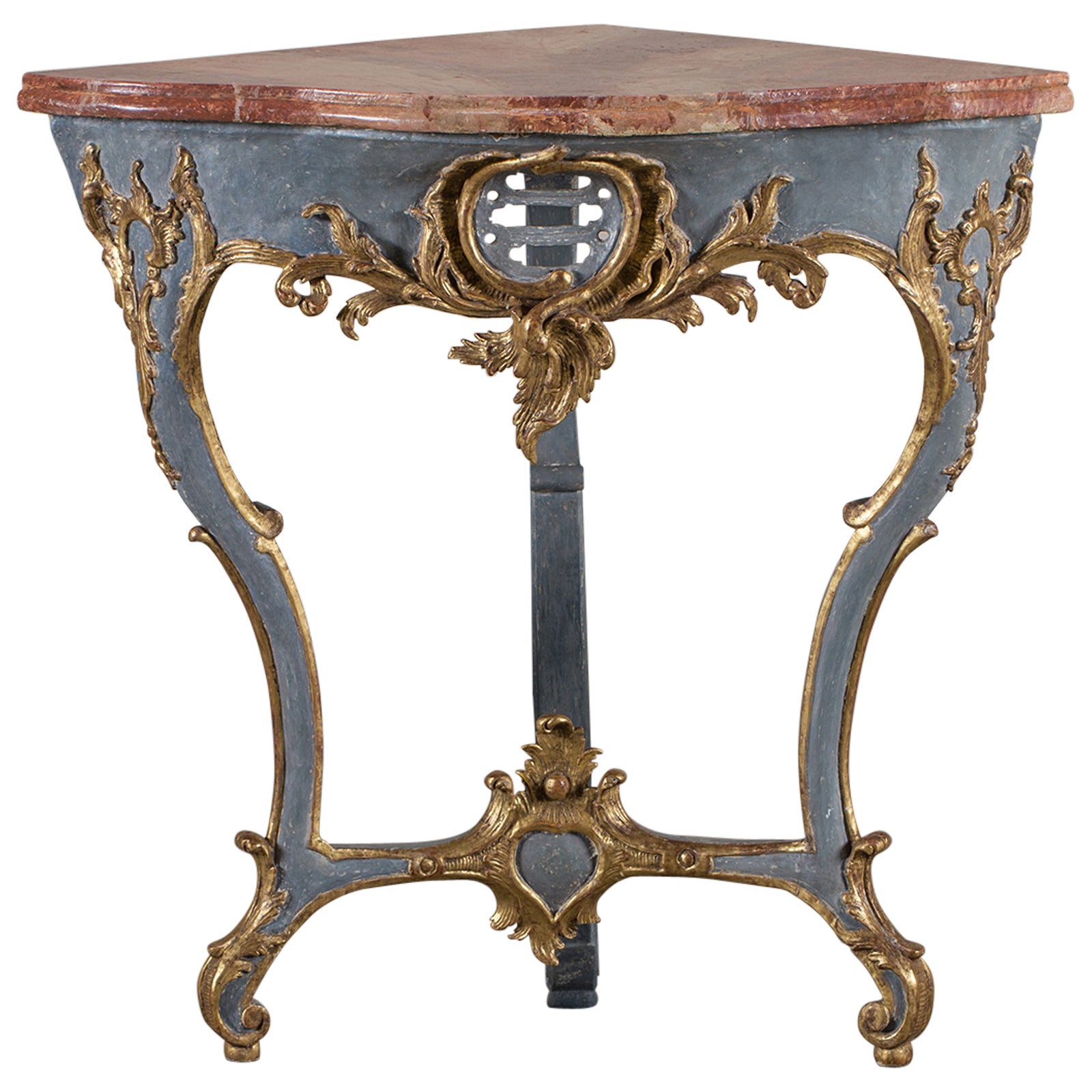 Antique Austrian Painted Gilded Corner Console Table Circa 1750 At Antique Austrian Painted Gilded Corner Console Table Circa 1750 At 1stdibs
