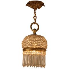 French Crystal and Bronze Pendant Light