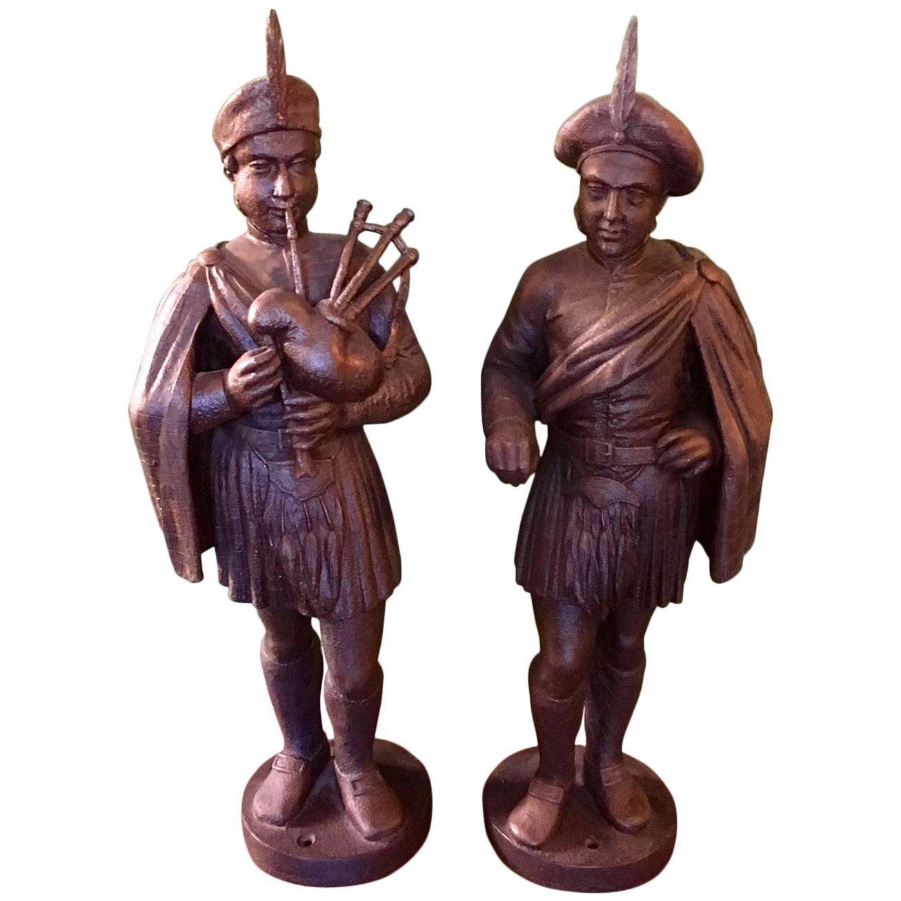 19th Century Finely Carved and Gilded Scotsman Counter-Top Tobacco Trade Figures