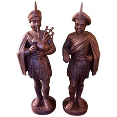 19th Century Finely Carved and Gilded Scotsman Counter-Top Tobacco Trade Figures