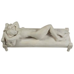 French Sevres Biscuit Porcelain Figure of a Nude "Le Repos" After Alfred Boucher
