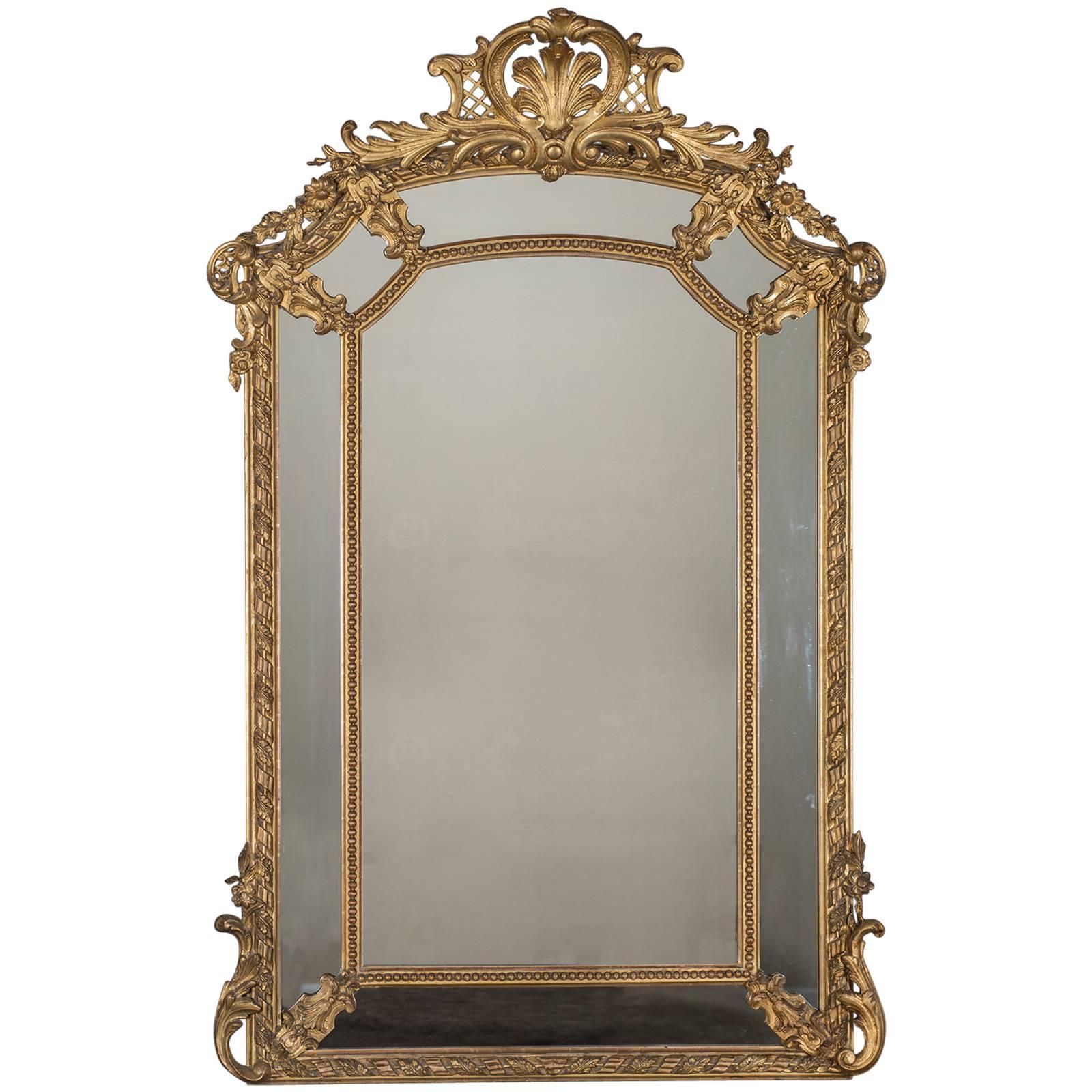 Antique French "Pareclose" Gilt and Carved Mirror, circa 1885