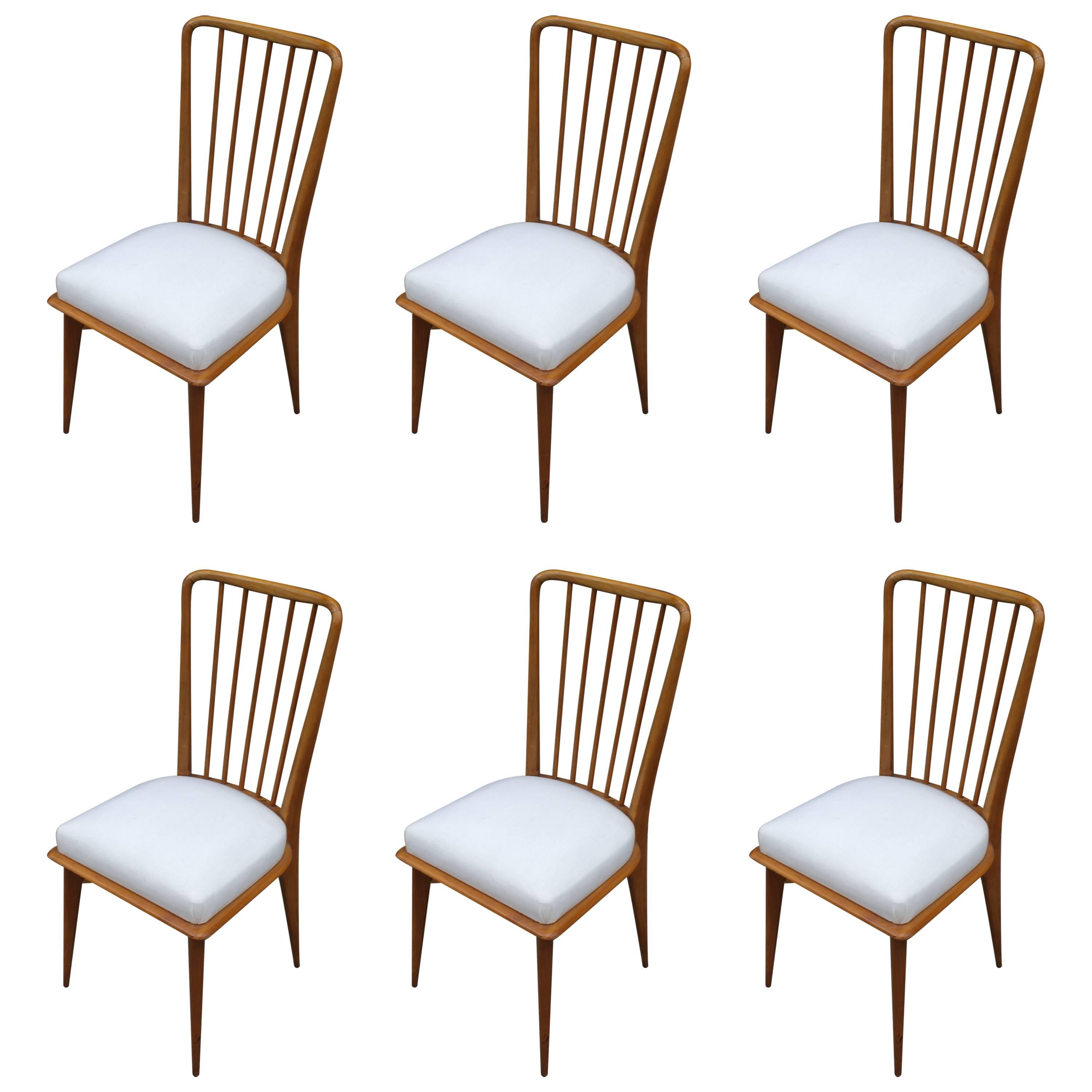 Mid-Century Modern Italian Paolo Buffa Dining Chairs, Set of Six