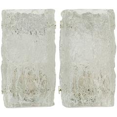 Pair of Kaiser Leuchten Petite Ice Glass Sconces