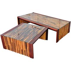 Percival Lafer Brutalist Solid Exotic Hardwood Mosaic Coffee Table