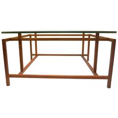 1950s Danish Modern Geometric Teak and Glass Coffee Table by Henning Norgaard