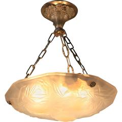 French Opalescent Glass Ceiling Light by Roba