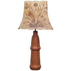 20th Century French Handcrafted Potter Lamp with Custom Parchment Shade