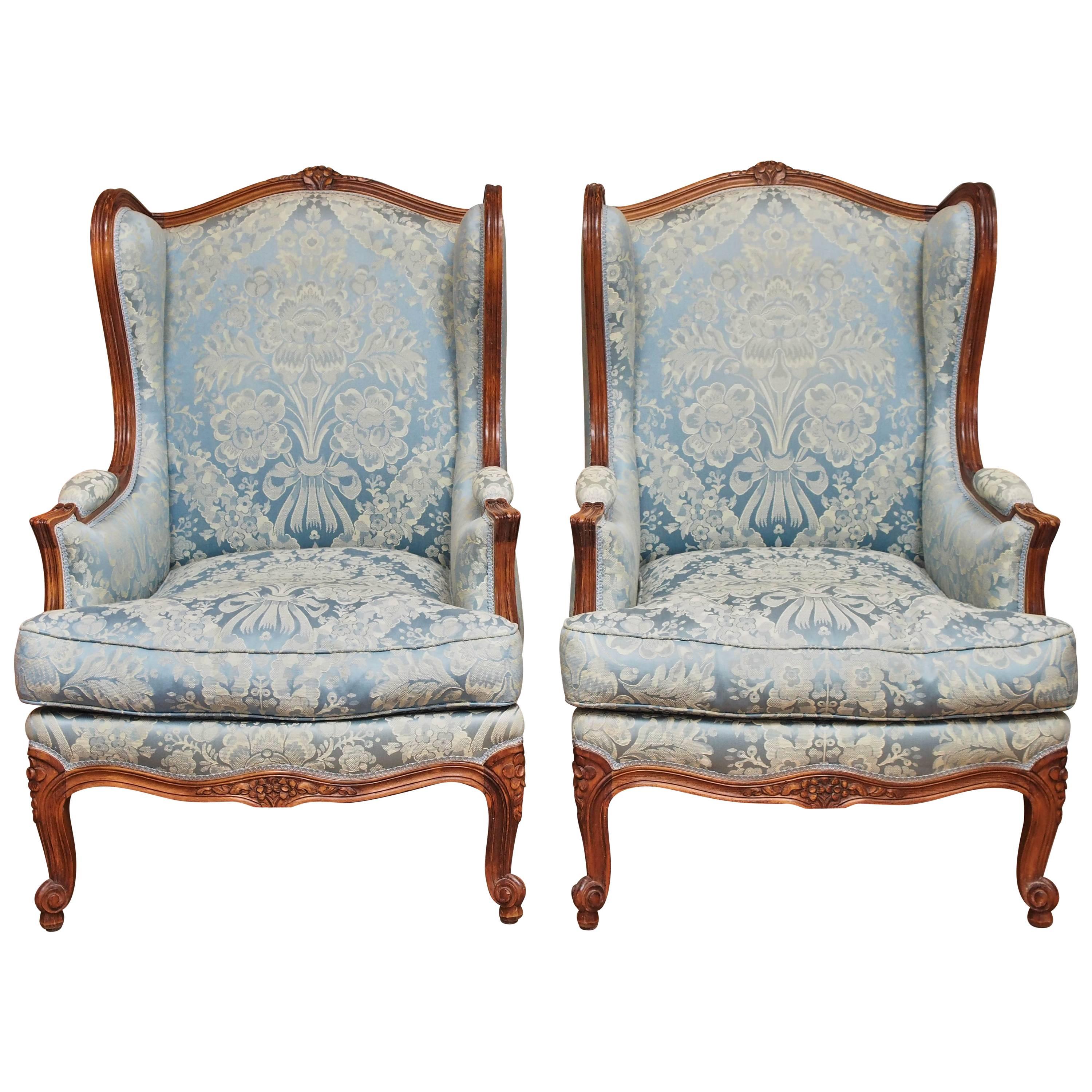 Pair of 19th Century French Louis XV Style Bergere Chairs