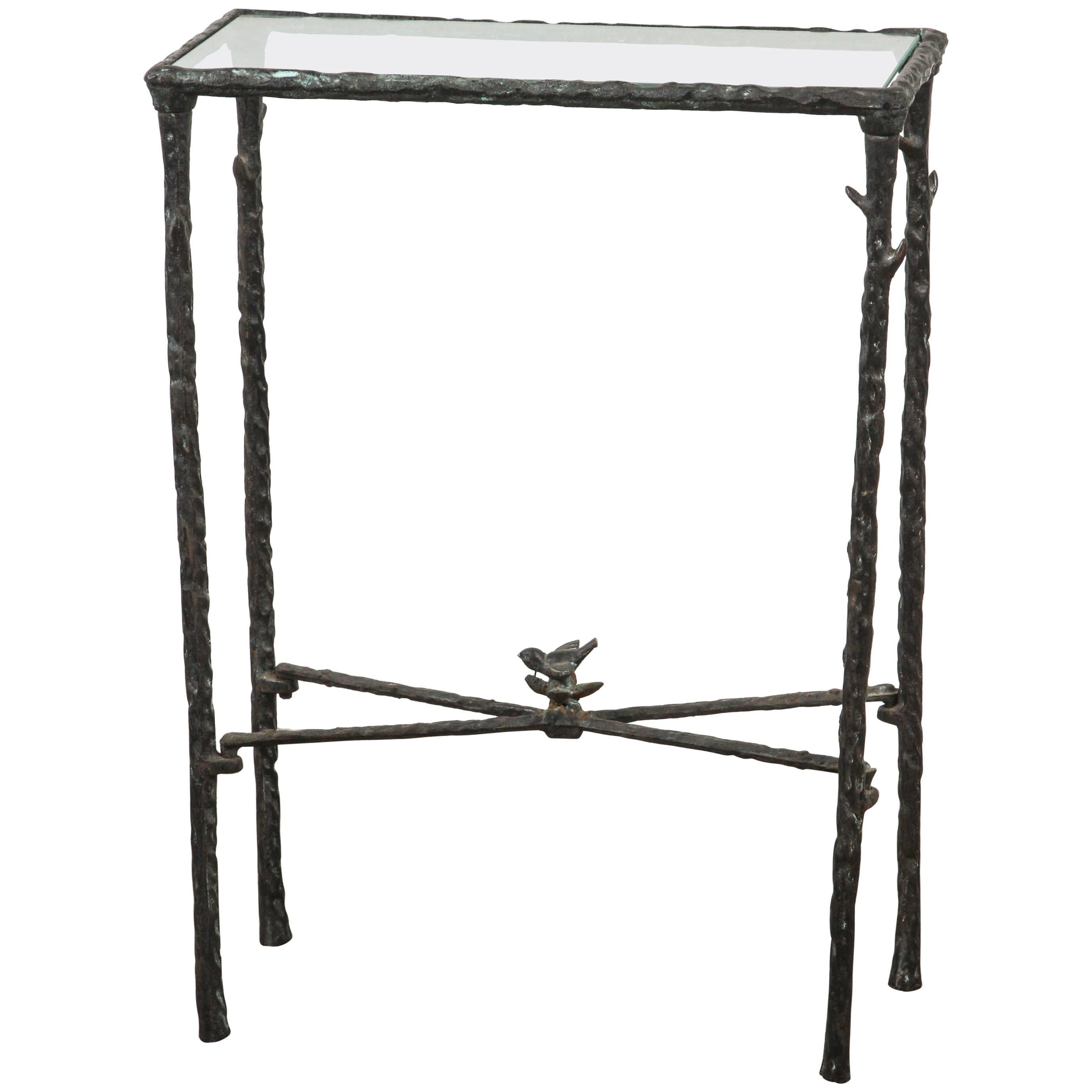 Giacometti Style Wrought Iron and Glass Console