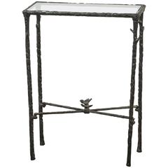 Giacometti Style Wrought Iron and Glass Console