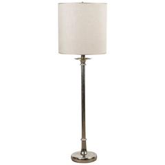 Italian Silver Floor Lamp with Flower Detail and an Oversized Lamp Shade