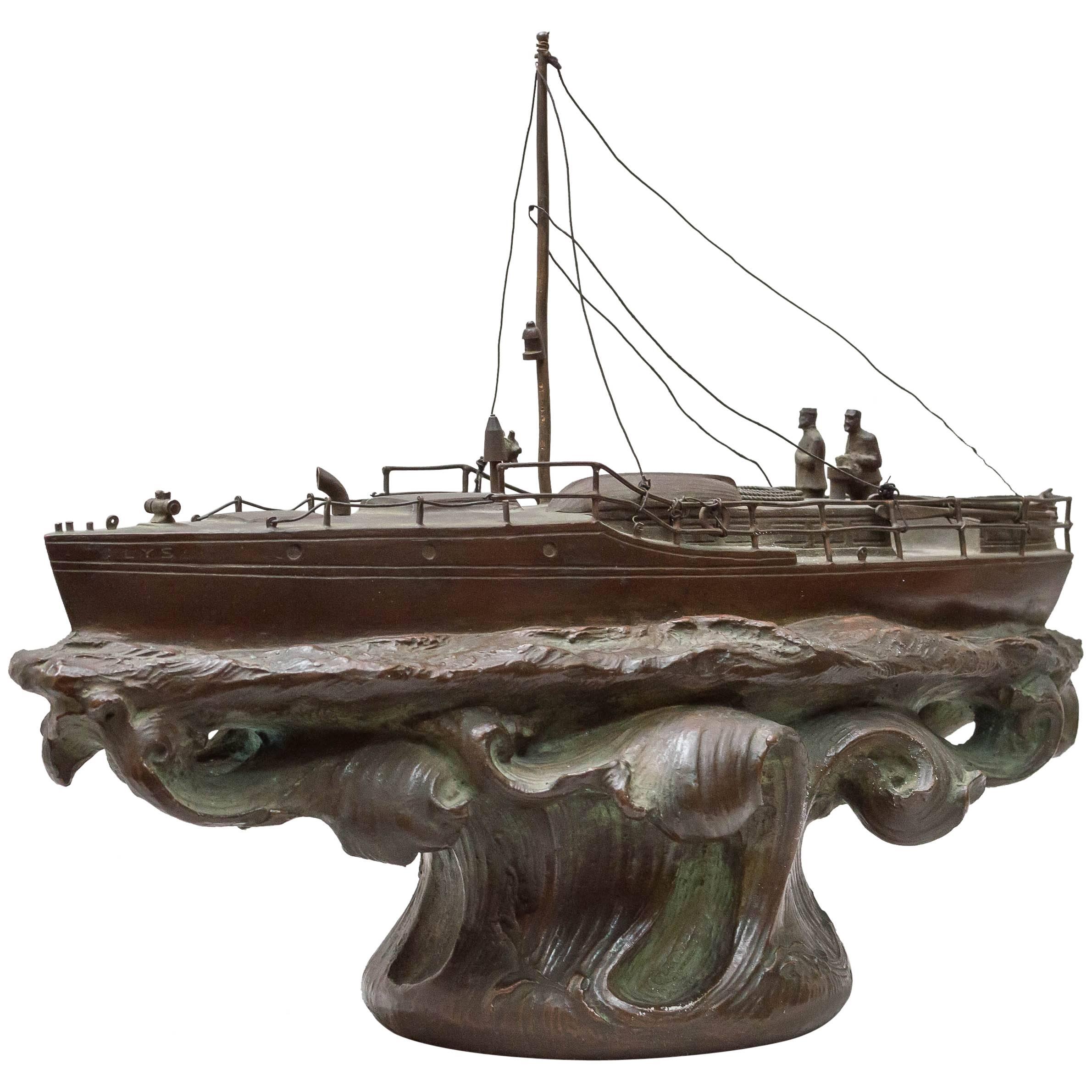 American Bronze Racing Boat "Ilys" Winner of Many Races, circa 1900