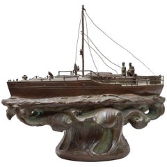 Antique American Bronze Racing Boat "Ilys" Winner of Many Races, circa 1900