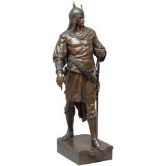 bronze français du 19e siècle représentant un guerrier sarrasin:: signé par l'artiste