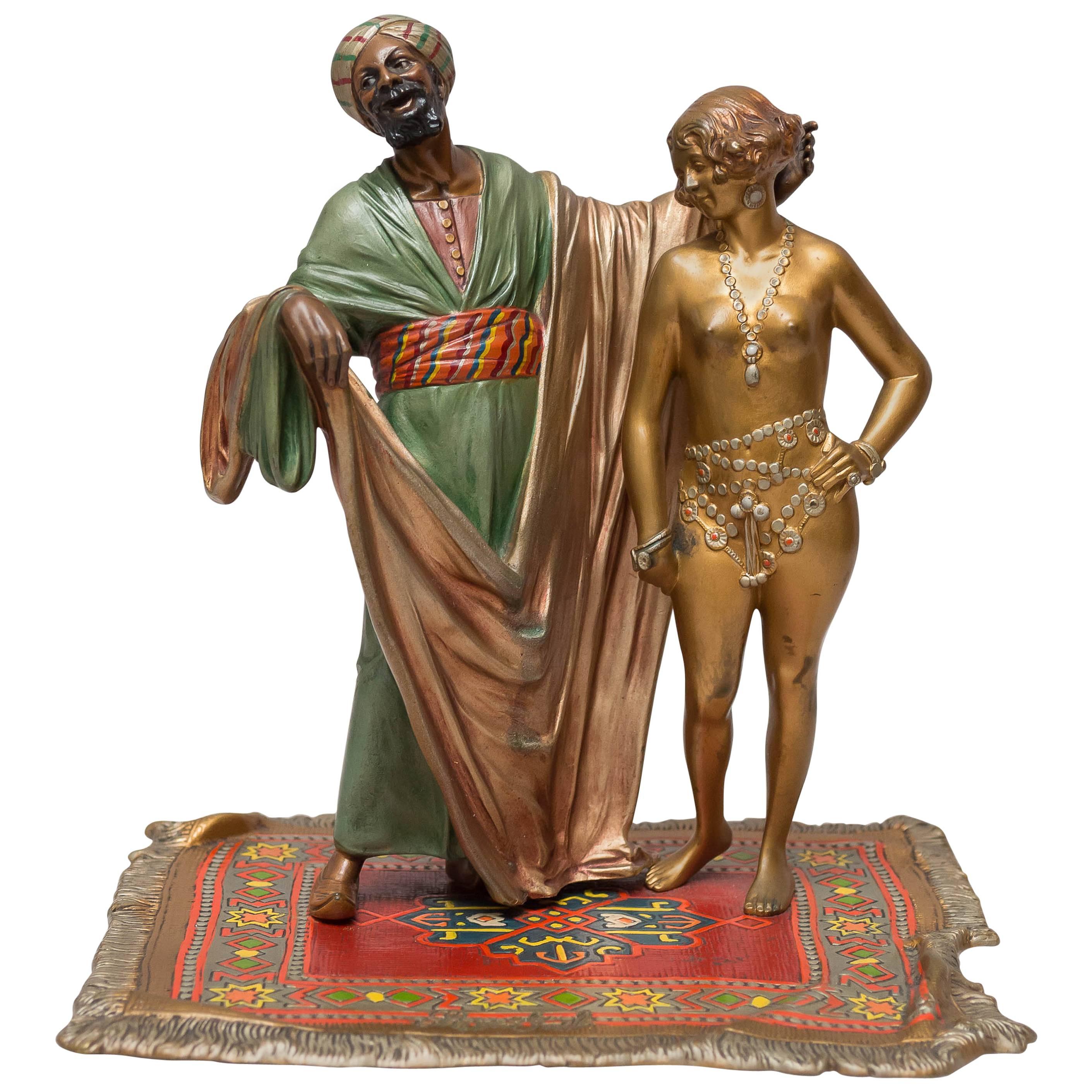 Cold Painted Vienna Bronze Arab and Slave Girl