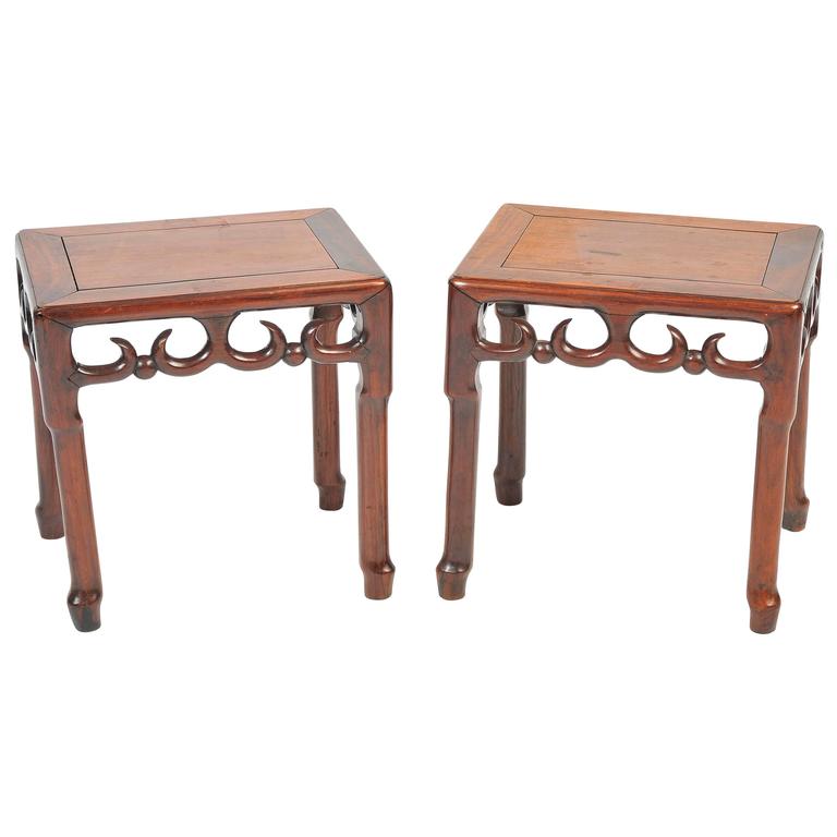 Pair of 19th Century Chinese Hardwood Side Tables For Sale at 1stdibs