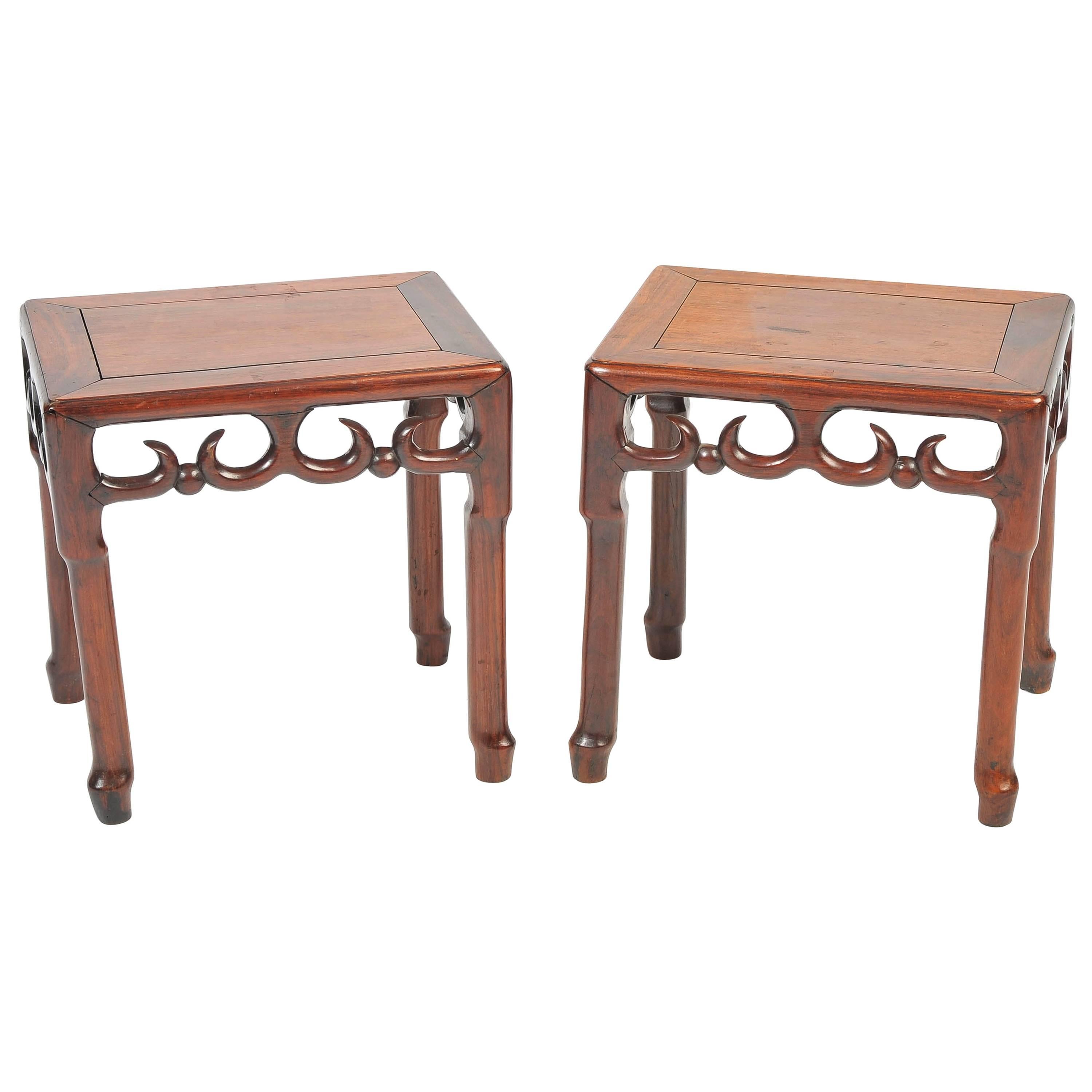 Pair of 19th Century Chinese Hardwood Side Tables For Sale