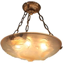 French Art Deco Opalesecent Glass Chandelier