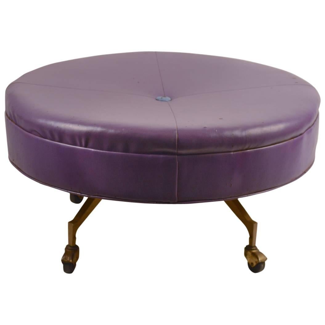 Large Round Rolling Pouf, Stool and Ottoman at 1stDibs
