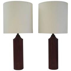 Pair of Danish Modern Teak Table Lamps