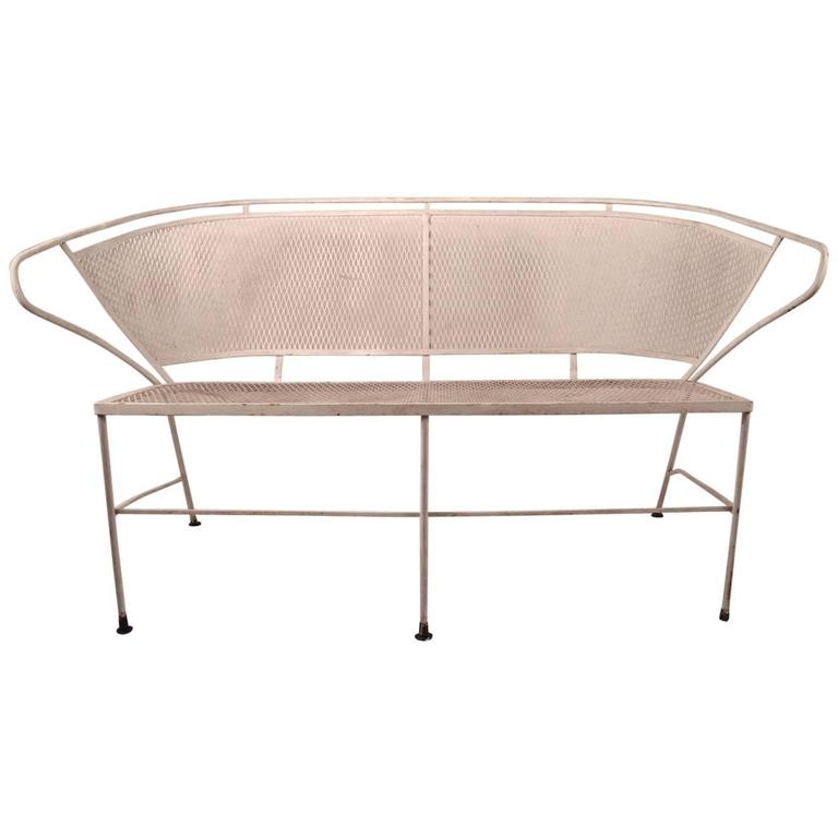 Stylish Metal Mesh Settee Attributed to Woodard For Sale at 1stdibs