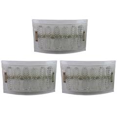 Three Murano Glass Sconces with Copper Attachment System Vintage Three Murano Glass Sconces with Copper Attachment System