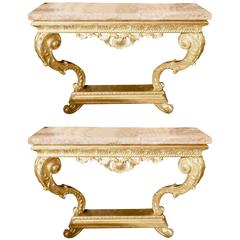 Pair of 20th Century Carved Giltwood Console Tables