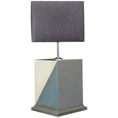 Hand-Painted Table Lamp in Original and Zinc with Zinc Panel