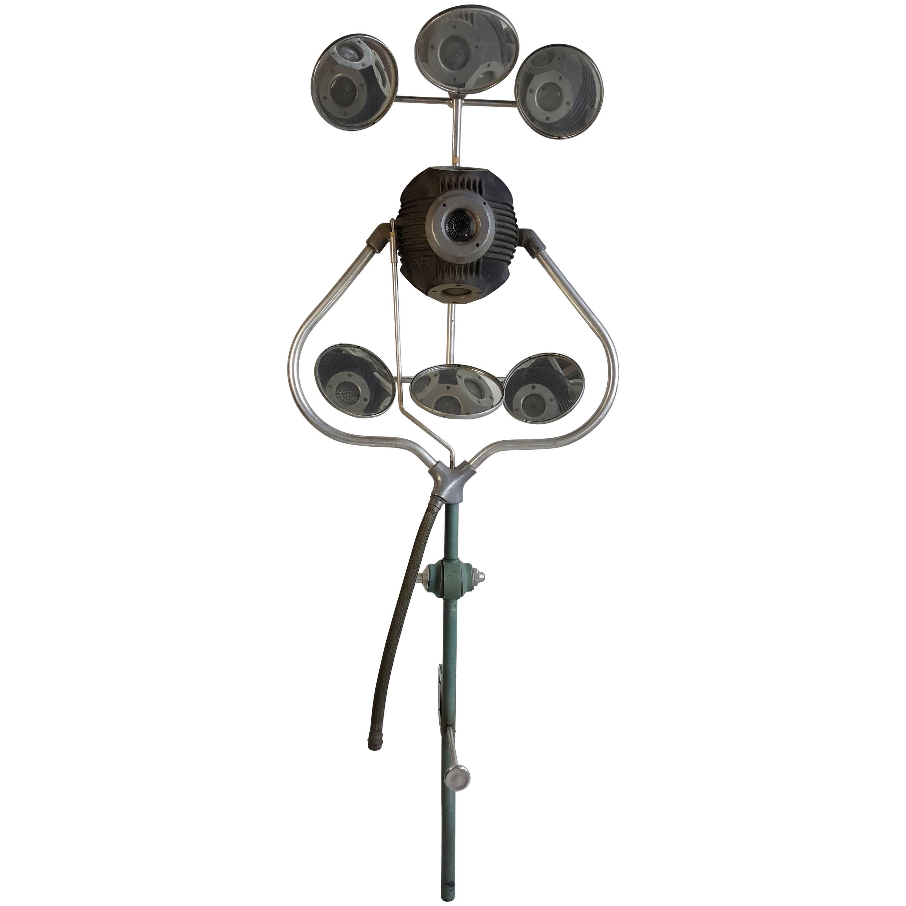 Monumental Antique Industrial Operay Multibeam Surgical Lamp For Sale