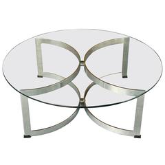 Vintage Model 341C Chrome Steel Glass Circular Coffee Table Merrow Associates