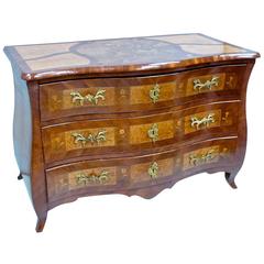 Antique Late 18th Century Three-Drawer Bombe Commode