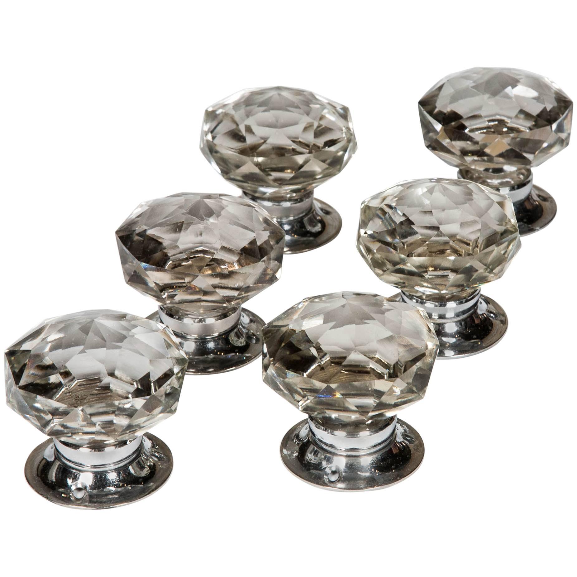 Set of 20 Pairs of Faceted Glass Door Knobs For Sale