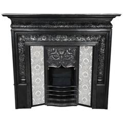 Antique English Coalbrookdale Cast Iron Fireplace