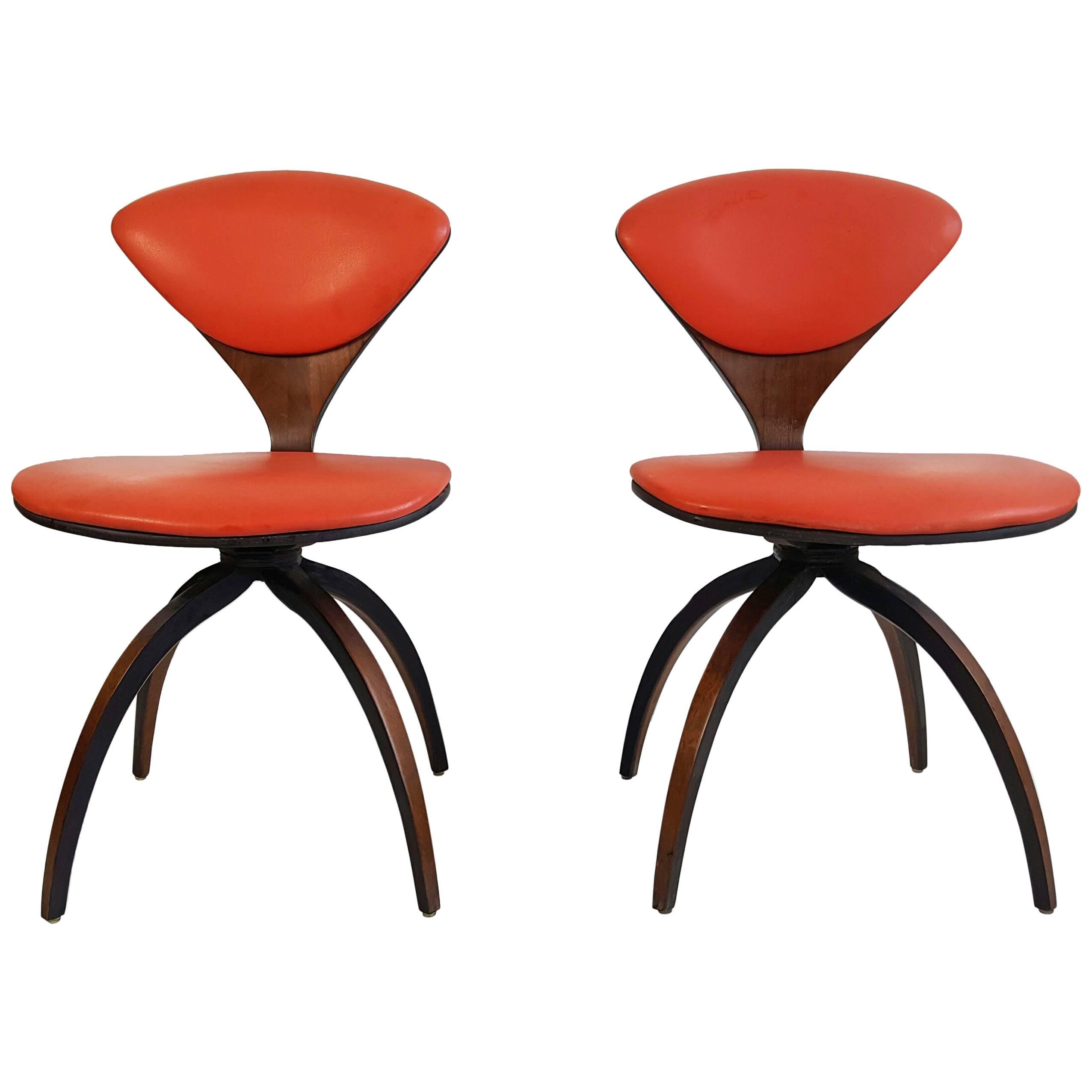 Pair of Norman Cherner Swivel Chairs for Plycraft, American, circa 1959