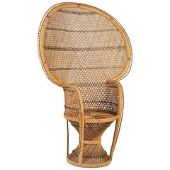 Large Vintage Bohemian 1970s Wicker Emmanuel/Peacock Chair 