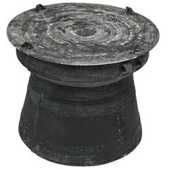 Vintage Cast Aluminum Rain Drum Side Table