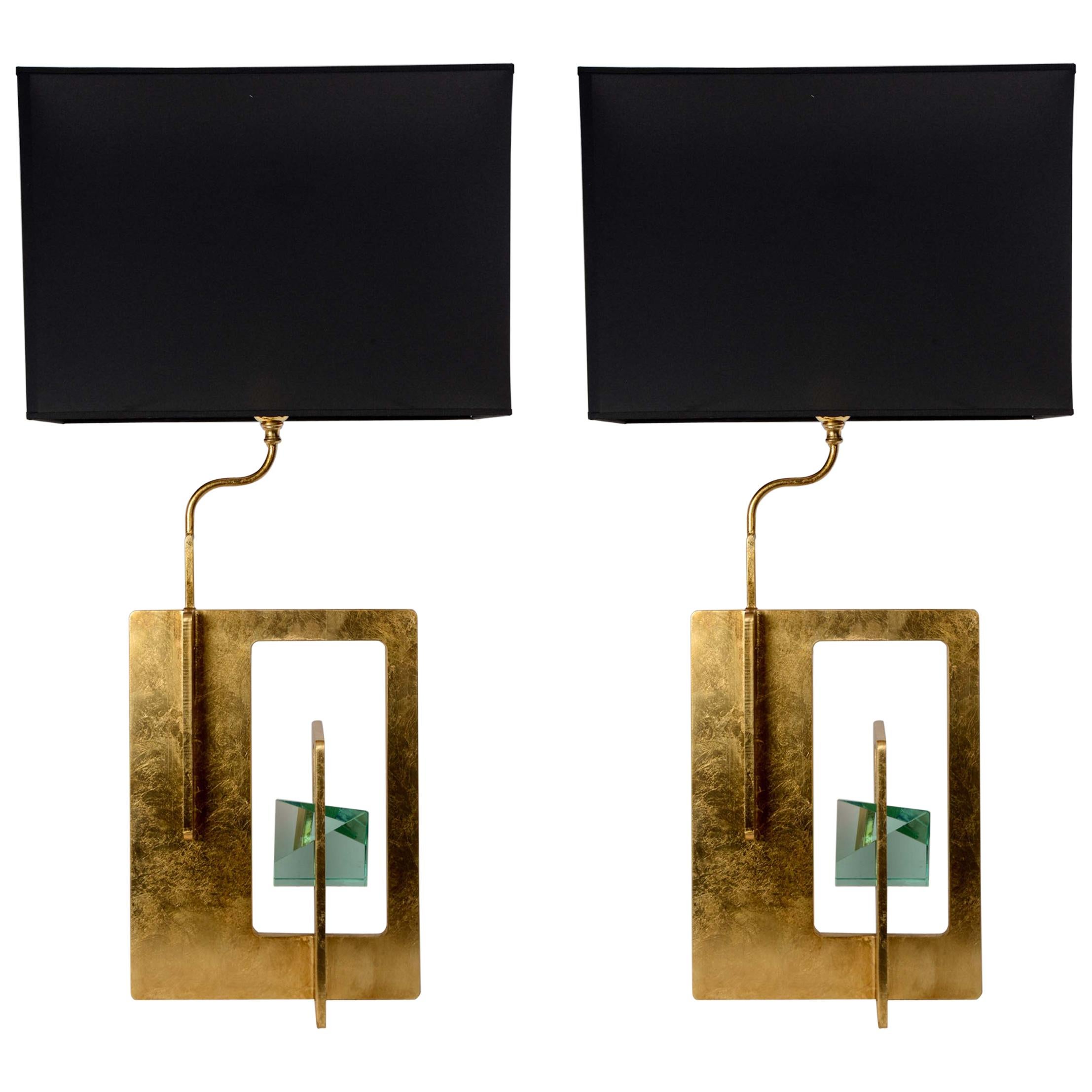 Pair of Brutalist Table Lamps in the Style of Angelo Brotto
