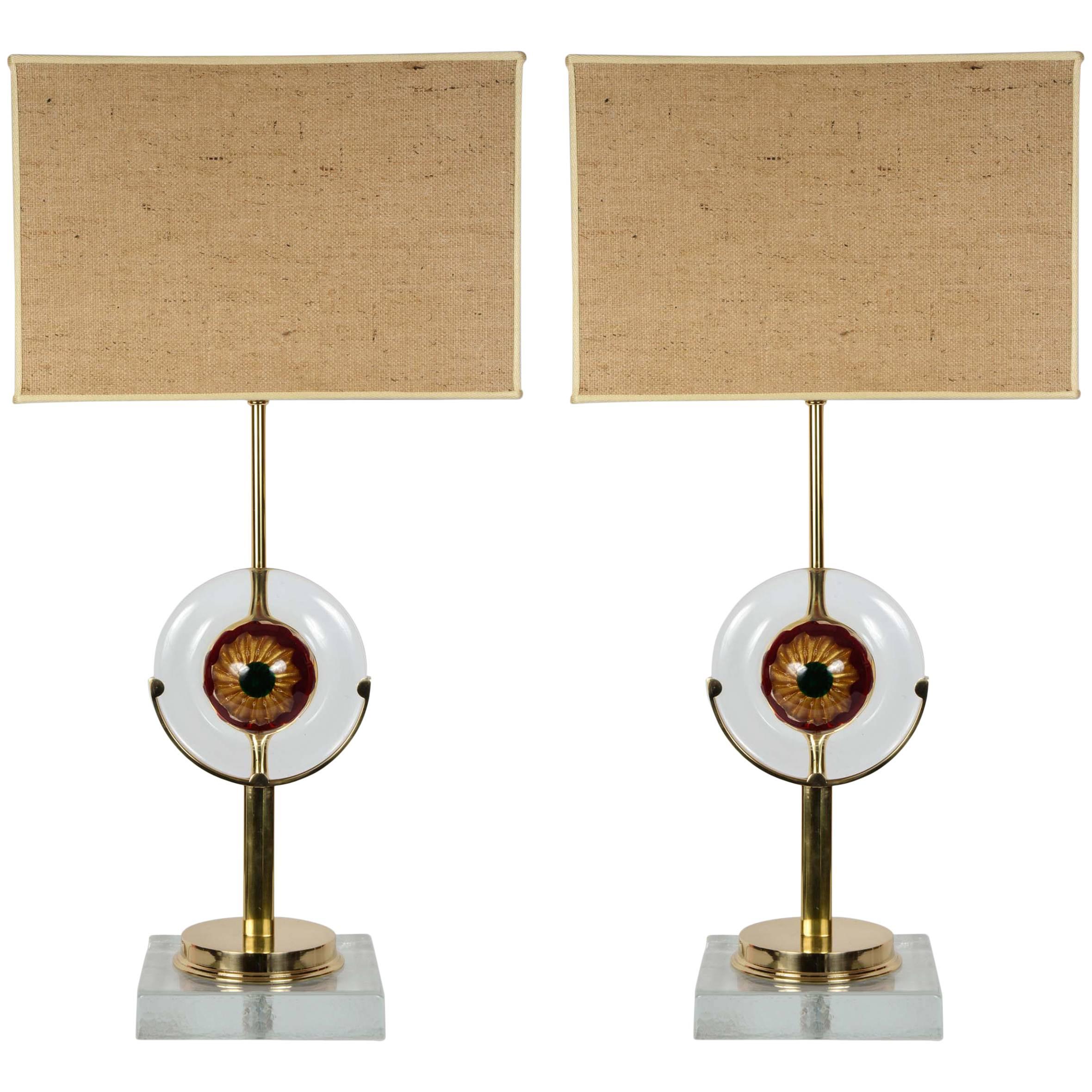 Paire de lampes en verre de Murano de Gianluca Fontana en vente