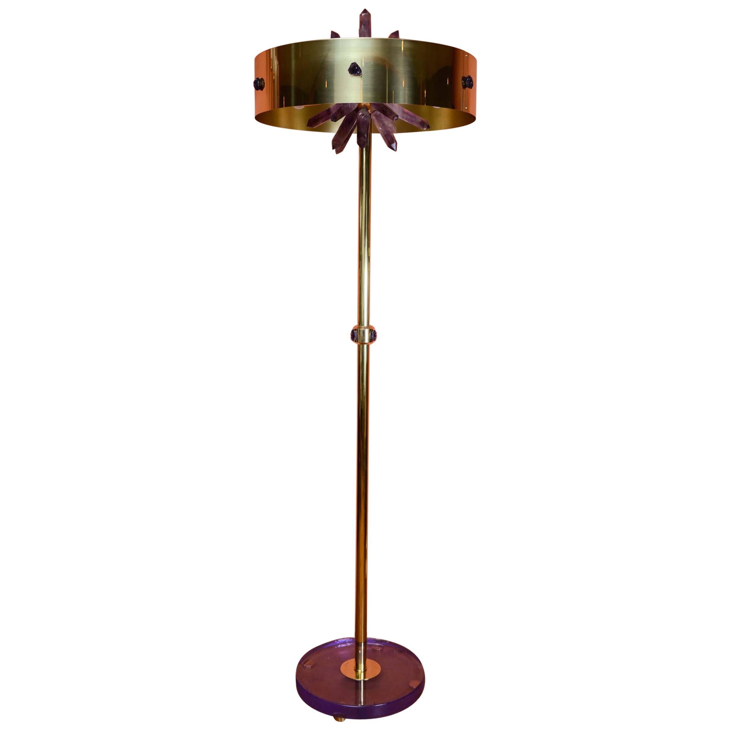 Floor Lamp with Amethyst by Gianluca Fontana For Sale