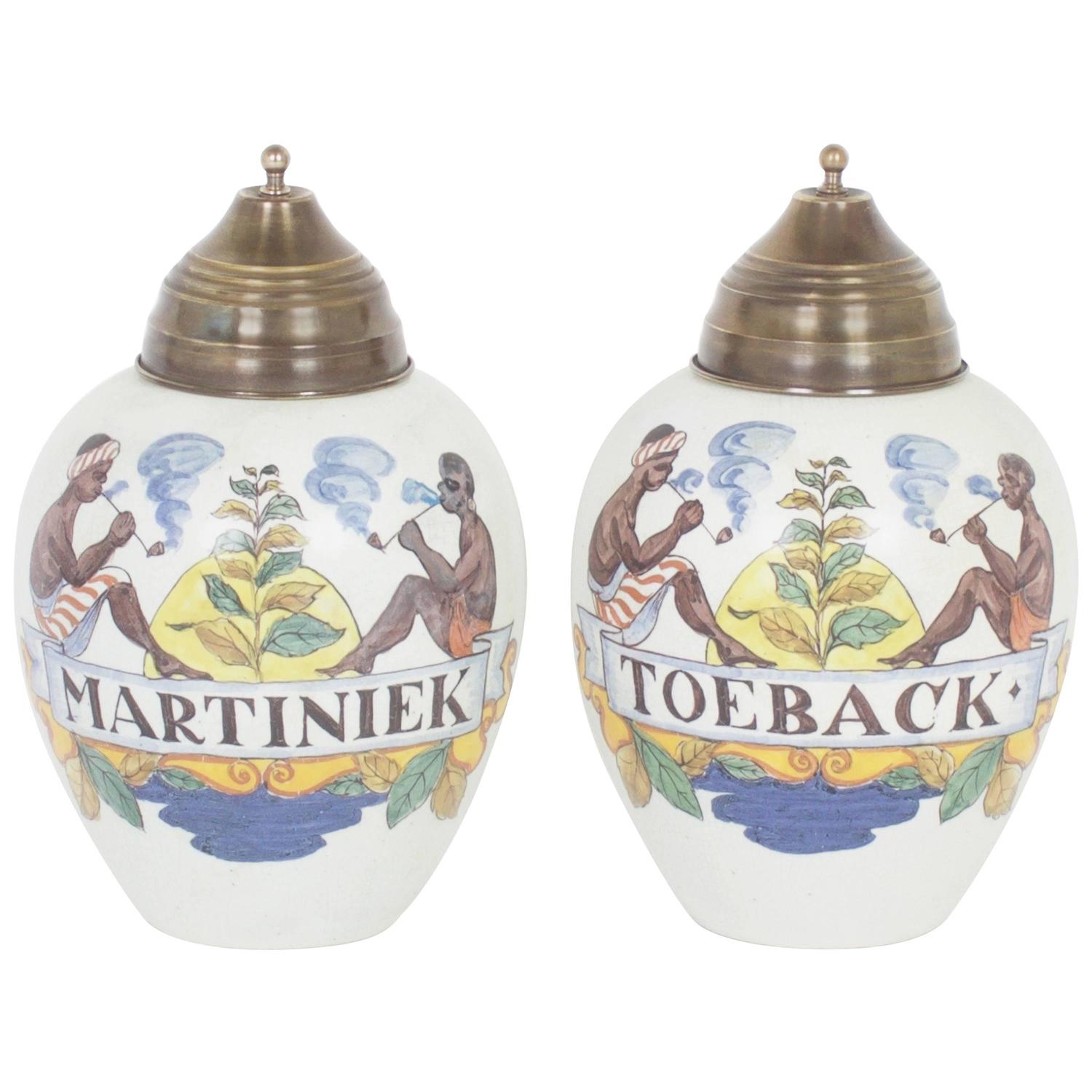 Pair of Vintage West Indies Style Tobacco Jars For Sale at 1stdibs